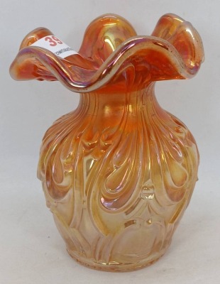 Imperial Carnival Glass Rococo Marigold Vase - 3
