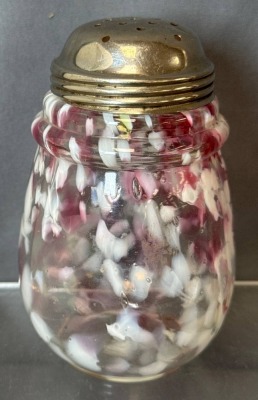 Cranberry Spatter Glass Sugar Shaker - 2