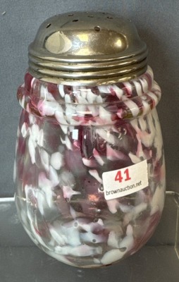 Cranberry Spatter Glass Sugar Shaker - 3