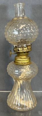 Miniature Pressed Glass Oil Lamp