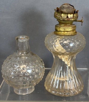 Miniature Pressed Glass Oil Lamp - 3