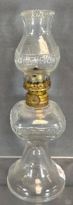 Miniature Glass Oil Lamp with Brass Burner, 9" Tall - 2