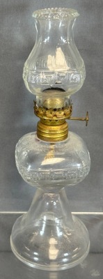 Miniature Glass Oil Lamp with Brass Burner, 9" Tall - 3