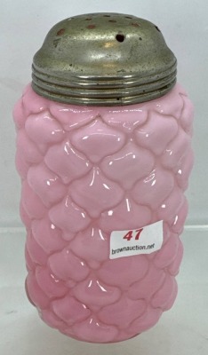 Pink Cased Glass Shaker in Diamond Quilted with Metal Lid - 2
