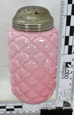 Pink Cased Glass Shaker in Diamond Quilted with Metal Lid - 4