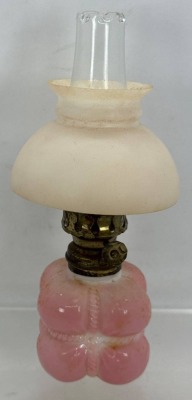 Pink Glass Miniature Oil Lamp