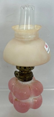 Pink Glass Miniature Oil Lamp - 3