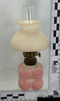 Pink Glass Miniature Oil Lamp - 5