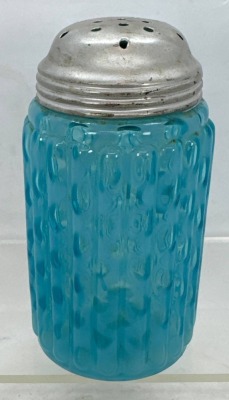 Blue Opalescent Sugar Shaker with Metal Lid - 2
