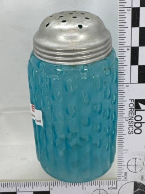 Blue Opalescent Sugar Shaker with Metal Lid - 4