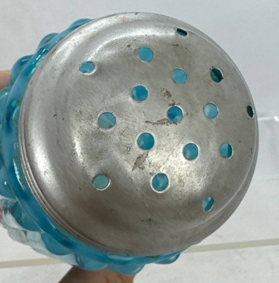 Blue Opalescent Sugar Shaker with Metal Lid - 5