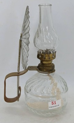 Clear Miniature Glass Oil Lamp with Metal Reflector - 5