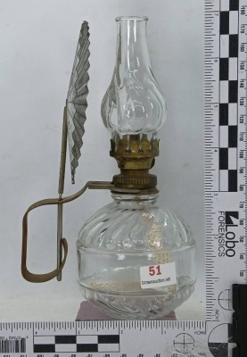 Clear Miniature Glass Oil Lamp with Metal Reflector - 7