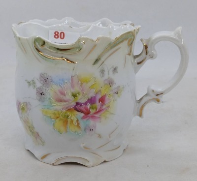 Porcelain Shaving Mug with Floral Design
