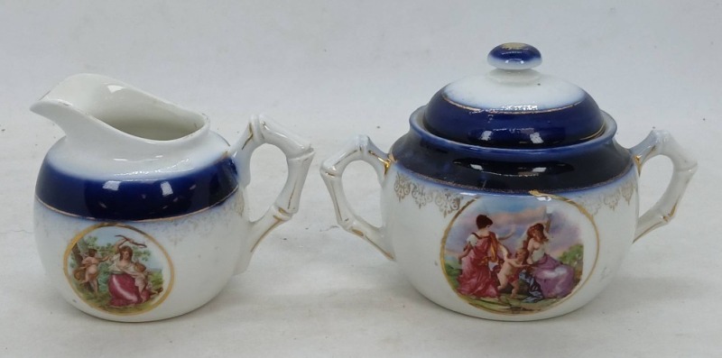 German Porcelain Sugar Bowl and Creamer Set