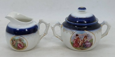 German Porcelain Sugar Bowl and Creamer Set