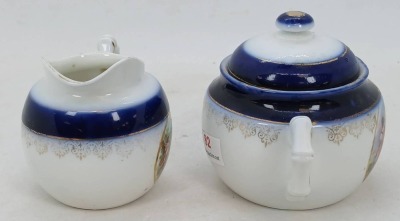 German Porcelain Sugar Bowl and Creamer Set - 4