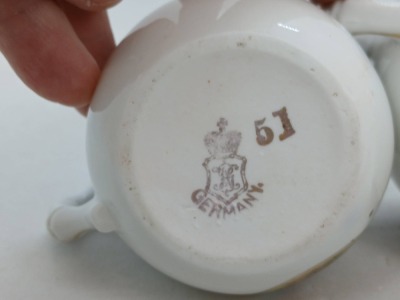 German Porcelain Sugar Bowl and Creamer Set - 8