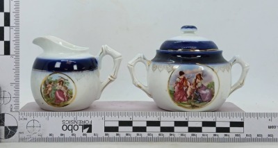 German Porcelain Sugar Bowl and Creamer Set - 10