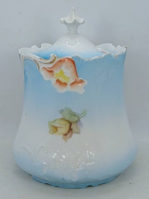 RS Prussia-style Lidded Biscuit Jar with Floral Design - 3