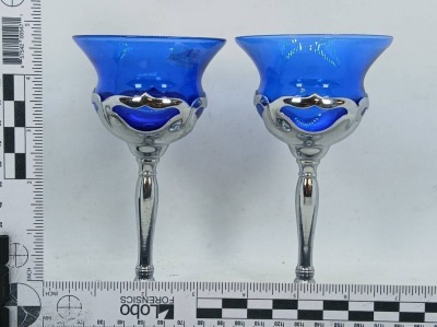 Farber Bros NYC Silver and Cobalt Glass Goblets - 7