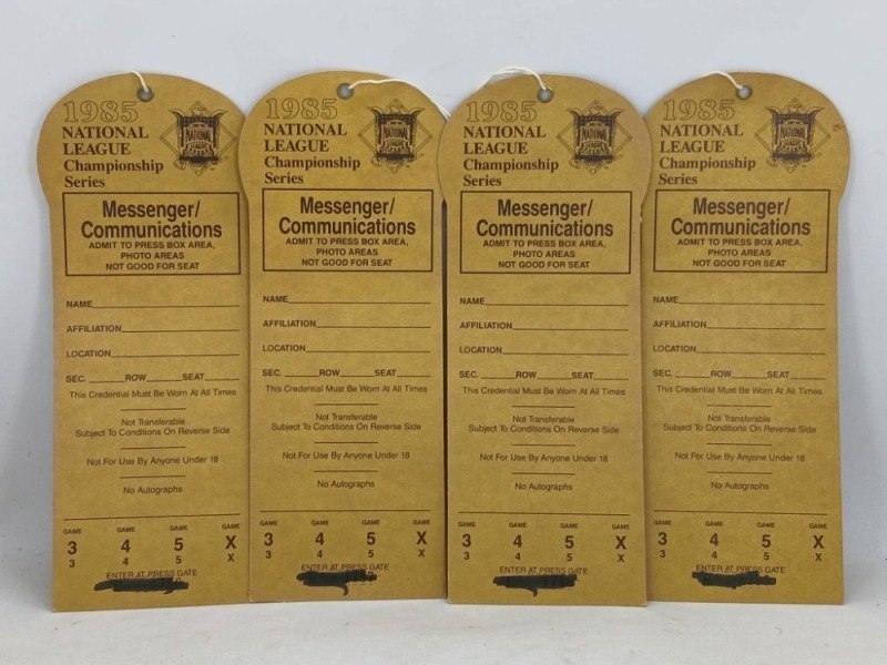 1985 NL Championship Series Media Passes