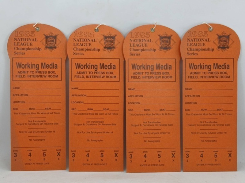 1985 NLCS Working Media Passes Set of 4