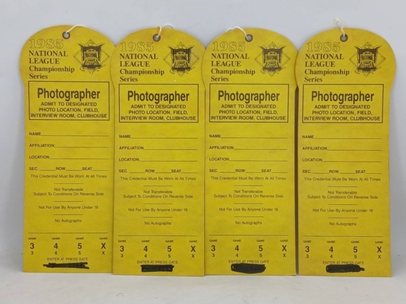 1985 National League Championship Photographer Passes
