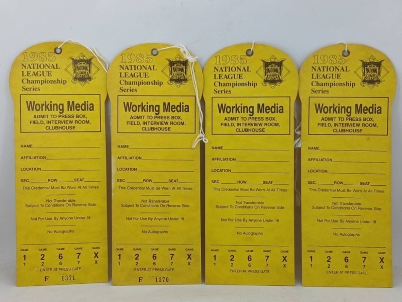 1985 NLCS Working Media Passes Set of 4