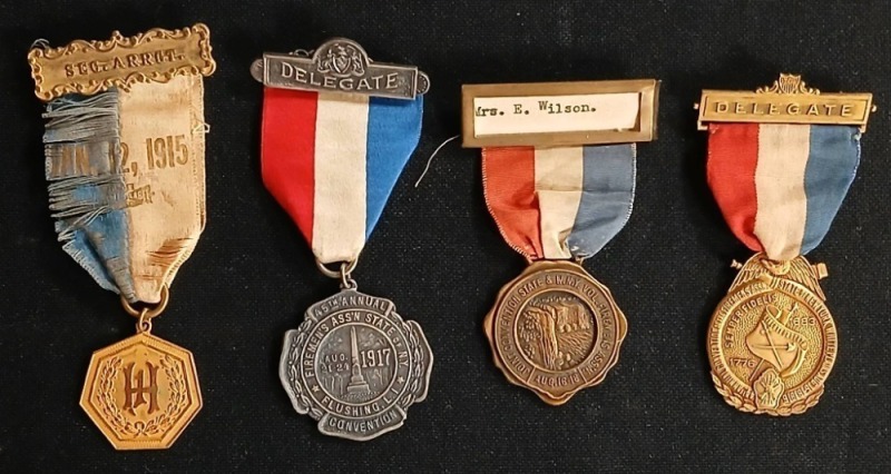 Early 20th-Century Delegate Badges With Ribbons