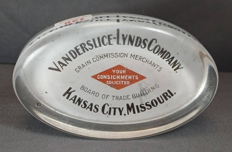 Vanderslice-Lynds Co. Glass Advertising Paperweight
