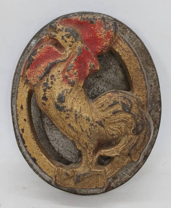 Cast Iron Rooster Door Knocker with Hinged Base