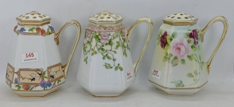 Three Nippon Hand-Painted Shakers