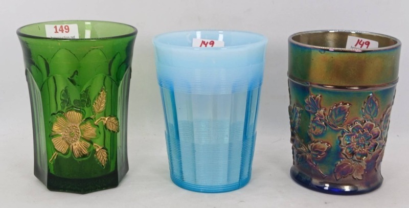 Three Decorative Glass Tumblers