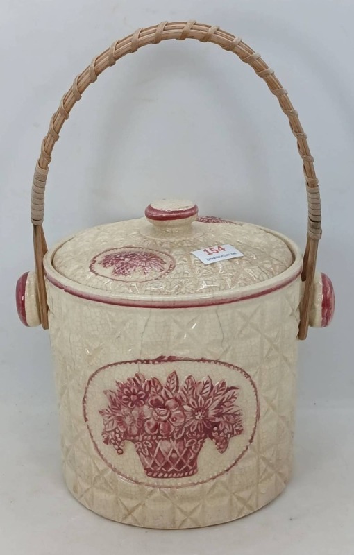 Ceramic Biscuit Barrel with Wicker Handle