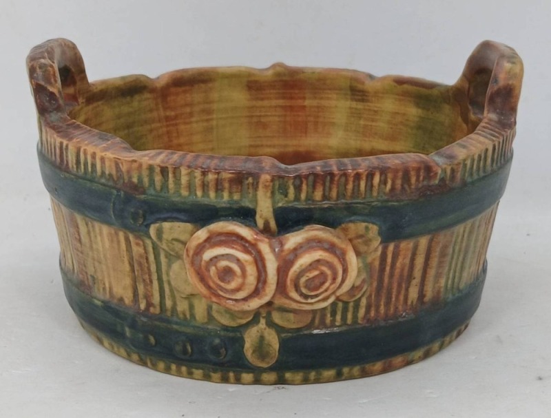 Mrkd. Weller Woodrose Bowl with Handles