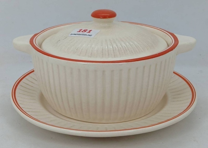 Weller Pottery Covered Dish with Plate