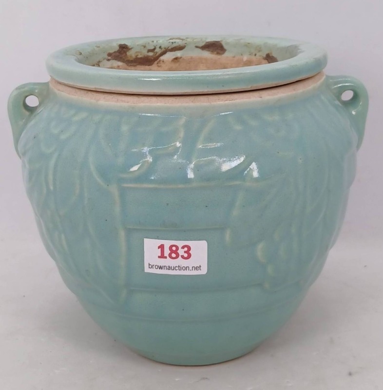 Possibly McCoy Pottery Aqua Hanging Planter