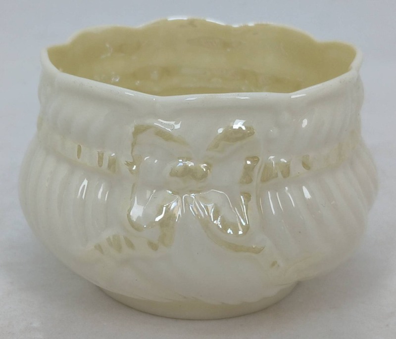 Belleek Porcelain Bowl with Ribbon Motif