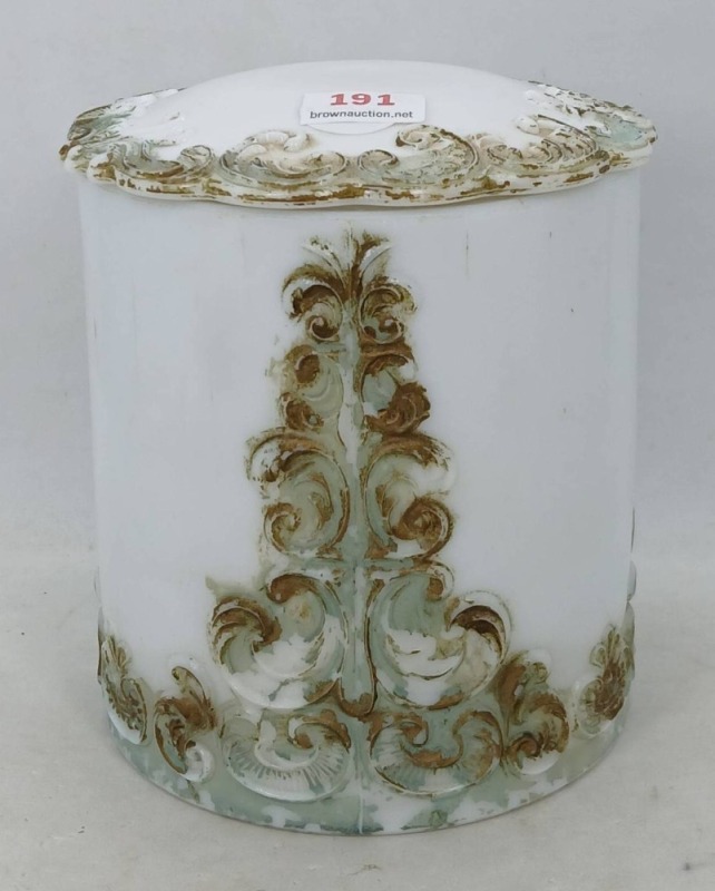 Victorian Milk Glass Covered Vanity Jar