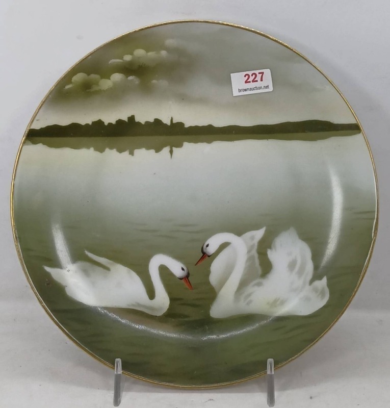 RS Prussia Porcelain Plate with Swan Design