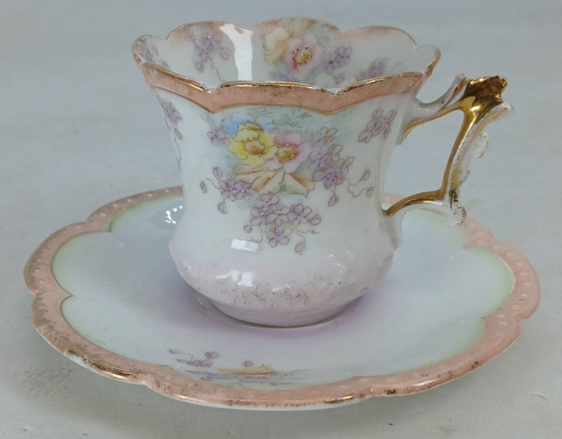 Porcelain Demi-Floral Cup and Saucer Set