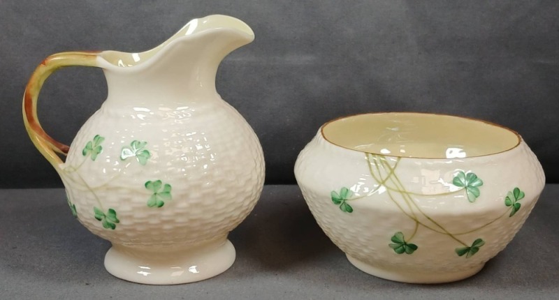 Belleek Creamer and Sugar Bowl Set