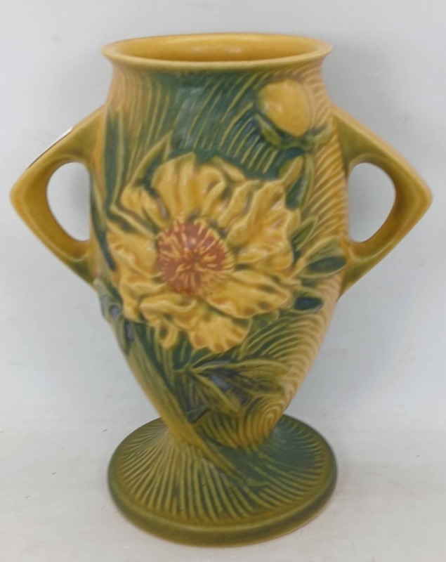 Roseville Peony 61-7" Yellow Vase