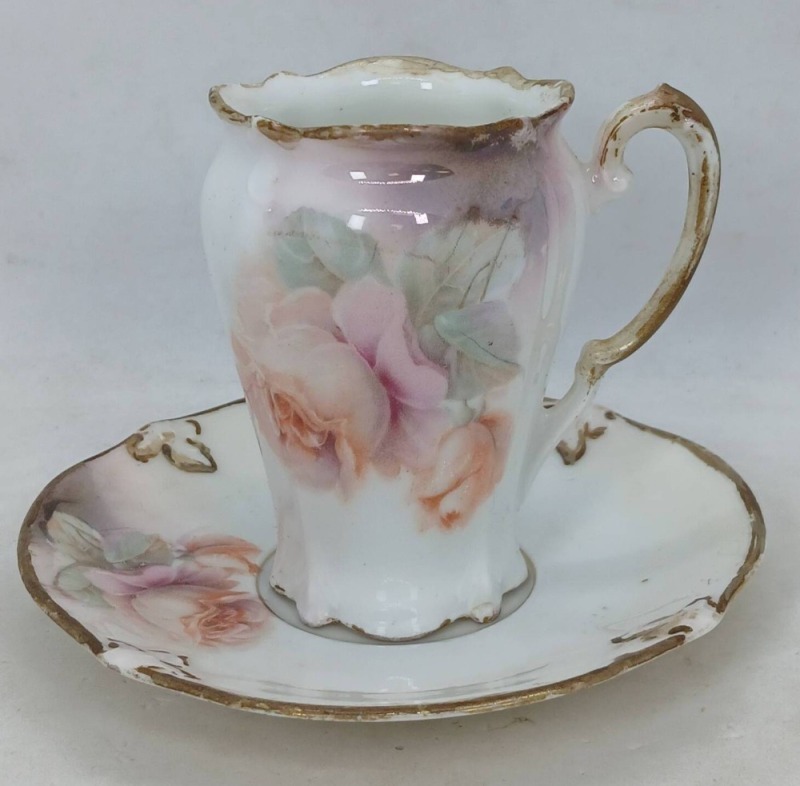 RS Prussia Porcelain Chocolate Cup and Saucer Set
