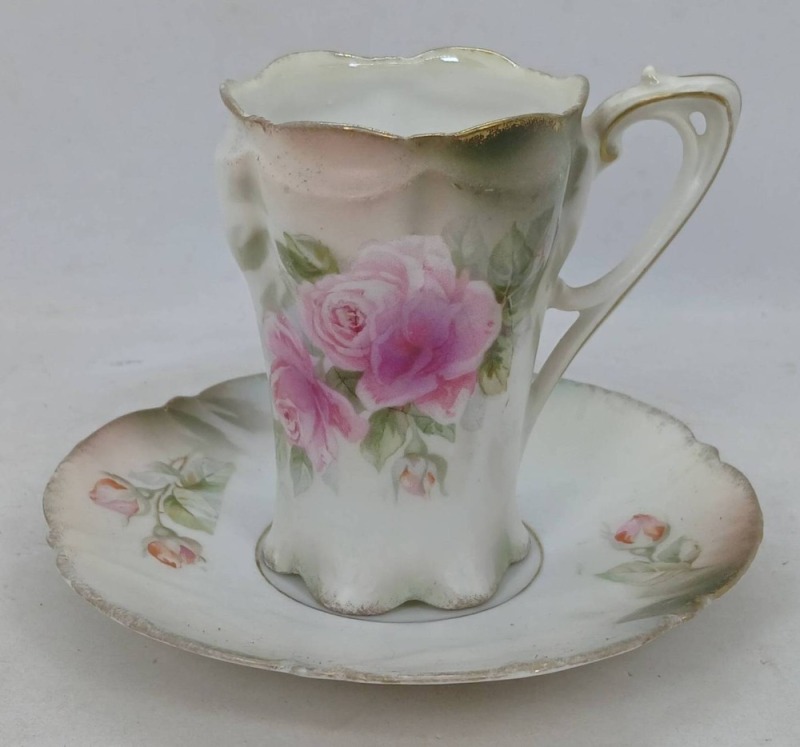 RS Prussia Porcelain Chocolate Cup and Saucer Set