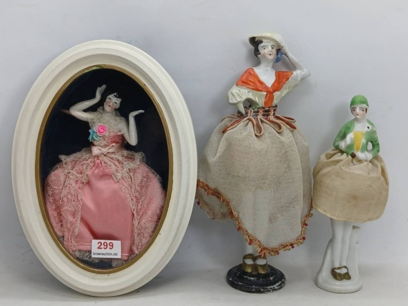 3 Art Deco Porcelain Doll Pin Cushions