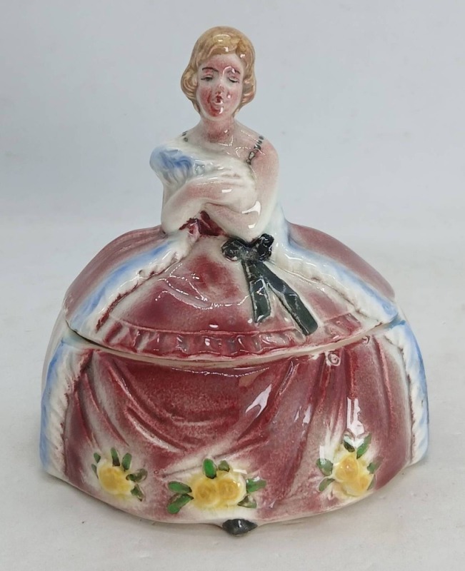 Porcelain Figural Lady Trinket Box