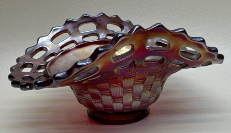 Fenton Small Red Carnival Glass Bowl