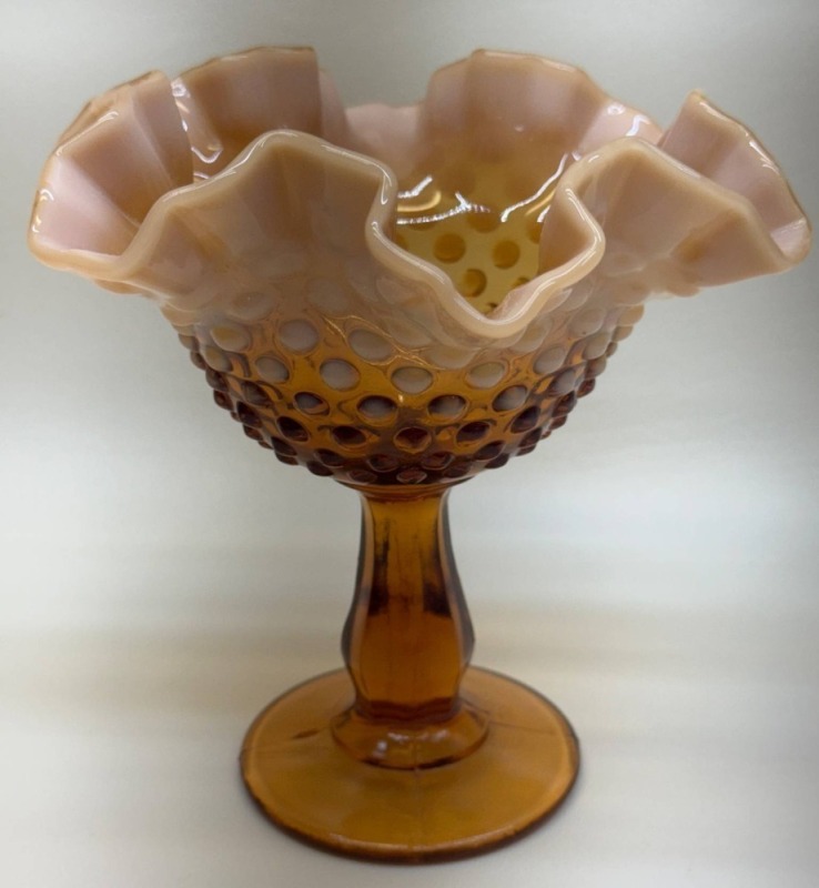 Fenton Caramel Hobnail Compote, 6 Inches